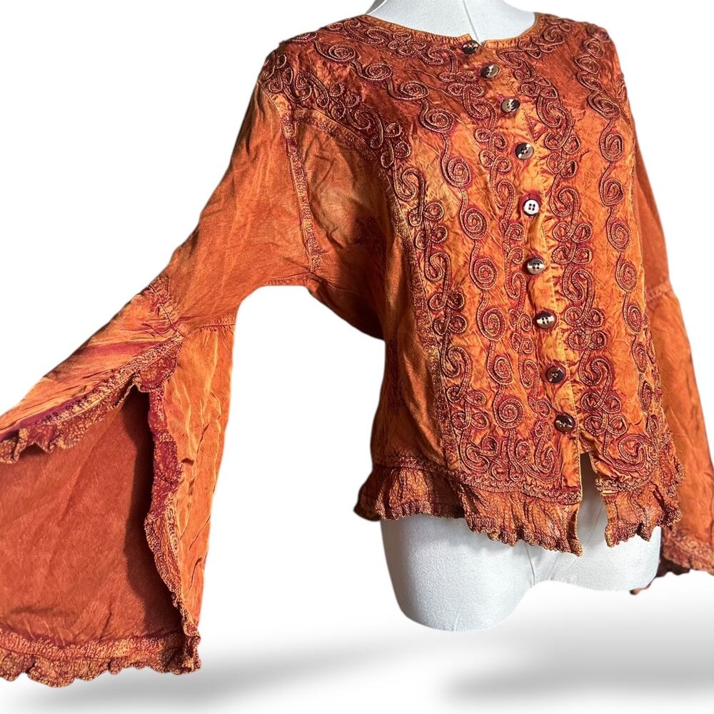Boho 70s bell sleeve Top S Festival Blouse, renaissance top | 79| small